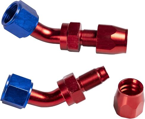 2pcs 8an 90 درجة ألمنيوم خرطوم خرطوم نهاية التوفيق لخرطوم الوقود CPE مضفر الأزرق/الأحمر (90 درجة) in Kuwait