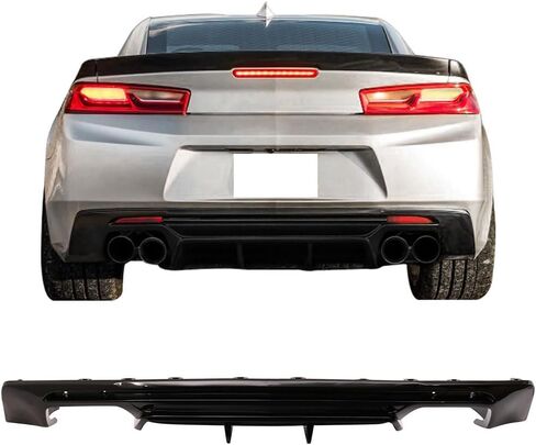 Diffuser الخلفي Ikon Motorsports متوافق مع 2016-2024 Chevy Camaro (باستثناء نموذج ZL1) ، حماية من الجسم السوداء السوداء السوداء PP تجنب ضد الاصطدام in Saudi Arabia