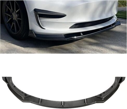 HECASA 3-Piece Front Bumper Lip Compatible with 2017-2023 Tesla Model 3 Splitter Trim Protection Under Chin Spoiler Splitter PP Plastic Carbon Fiber Color in Saudi Arabia