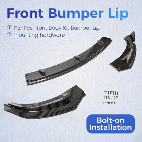 HECASA 3-Piece Front Bumper Lip Compatible with 2017-2023 Tesla Model 3 Splitter Trim Protection Under Chin Spoiler Splitter PP Plastic Carbon Fiber Color in Saudi Arabia
