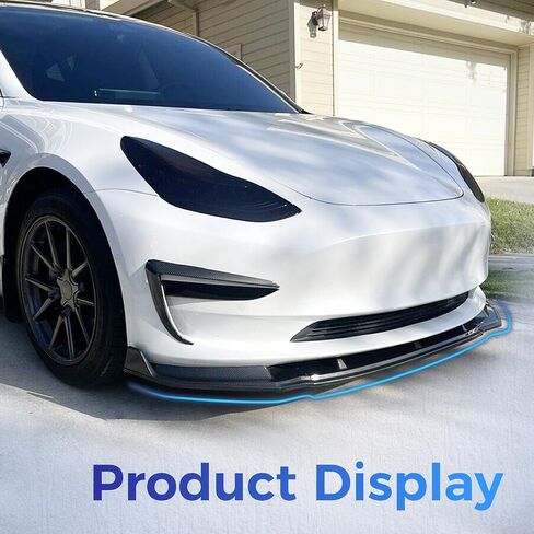 HECASA 3-Piece Front Bumper Lip Compatible with 2017-2023 Tesla Model 3 Splitter Trim Protection Under Chin Spoiler Splitter PP Plastic Carbon Fiber Color in Saudi Arabia