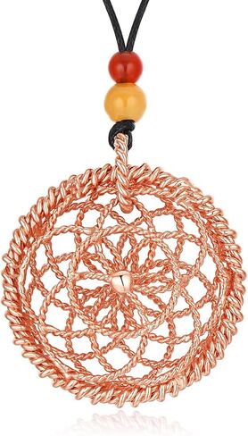 قلادة خاتم Lotus of Life - الترددات المقدسة والمفقودة ، قلادة مطلية بالنحاس والذهب مع حبات Red Led in Kuwait