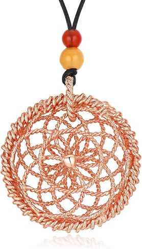 قلادة خاتم Lotus of Life - الترددات المقدسة والمفقودة ، قلادة مطلية بالنحاس والذهب مع حبات Red Led in Kuwait