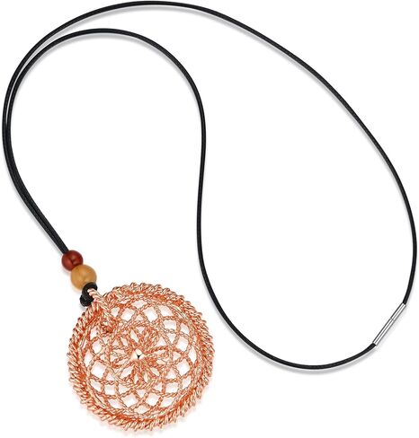 قلادة خاتم Lotus of Life - الترددات المقدسة والمفقودة ، قلادة مطلية بالنحاس والذهب مع حبات Red Led in Kuwait