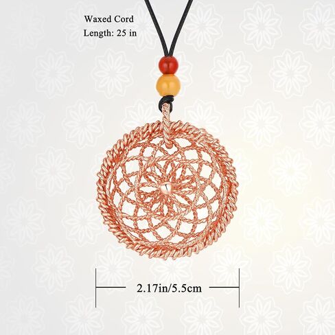 قلادة خاتم Lotus of Life - الترددات المقدسة والمفقودة ، قلادة مطلية بالنحاس والذهب مع حبات Red Led in Kuwait