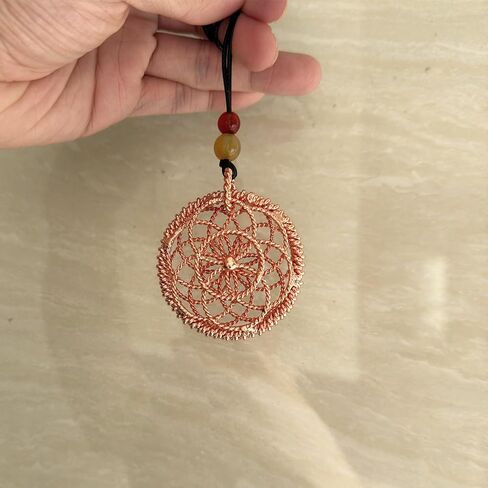 قلادة خاتم Lotus of Life - الترددات المقدسة والمفقودة ، قلادة مطلية بالنحاس والذهب مع حبات Red Led in Kuwait