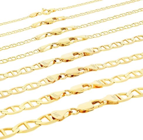 Nuragold 14k حقيقية الذهب الأصفر الصلب سلسلة مارينر سلسلة مرساة ارتباط قلادة 16 "-26" (2mm-7.5mm) المجوهرات الإيطالية للرجال والنساء in Saudi Arabia