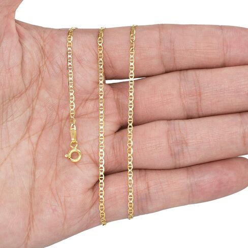 Nuragold 14k حقيقية الذهب الأصفر الصلب سلسلة مارينر سلسلة مرساة ارتباط قلادة 16 "-26" (2mm-7.5mm) المجوهرات الإيطالية للرجال والنساء in Saudi Arabia