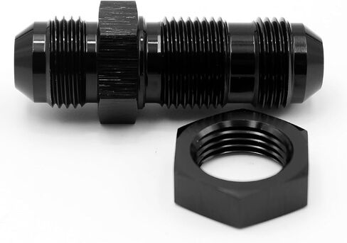 -3AN,6AN,8AN,10AN Male Flare Straight Bulkhead Fitting Adapter with -3AN,6AN,8AN,10AN Nut Aluminum Black (AN3- Straight) in Saudi Arabia