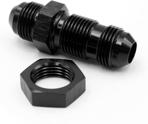 -3AN,6AN,8AN,10AN Male Flare Straight Bulkhead Fitting Adapter with -3AN,6AN,8AN,10AN Nut Aluminum Black (AN3- Straight) in Saudi Arabia