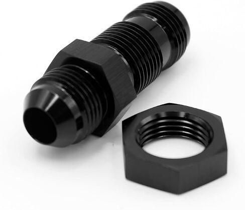 -3AN,6AN,8AN,10AN Male Flare Straight Bulkhead Fitting Adapter with -3AN,6AN,8AN,10AN Nut Aluminum Black (AN3- Straight) in Saudi Arabia