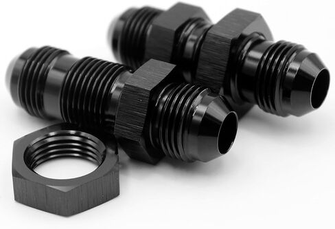 -3AN,6AN,8AN,10AN Male Flare Straight Bulkhead Fitting Adapter with -3AN,6AN,8AN,10AN Nut Aluminum Black (AN3- Straight) in Saudi Arabia
