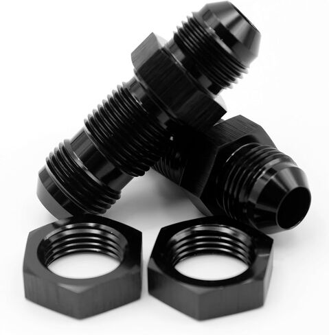 -3AN,6AN,8AN,10AN Male Flare Straight Bulkhead Fitting Adapter with -3AN,6AN,8AN,10AN Nut Aluminum Black (AN3- Straight) in Saudi Arabia