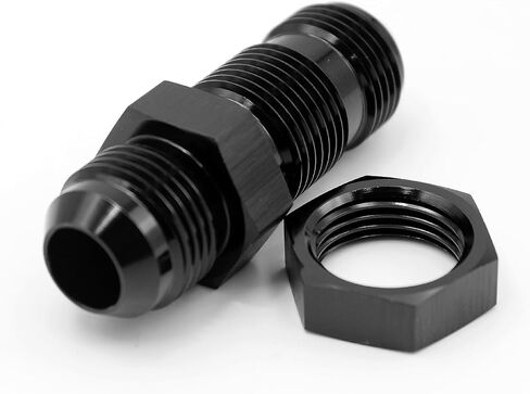-3AN ، 6AN ، 8AN ، 10AN MALE FLARE REATER BULKHEAD ADAPTER مع -3AN ، 6AN ، 8AN ، 10AN NUT Aluminium Black (AN3- Straight) in Saudi Arabia