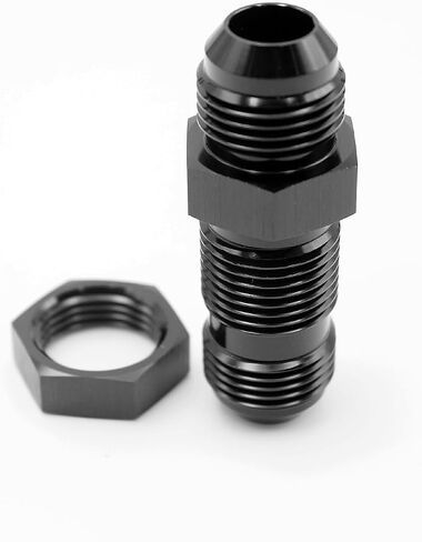 -3AN ، 6AN ، 8AN ، 10AN MALE FLARE REATER BULKHEAD ADAPTER مع -3AN ، 6AN ، 8AN ، 10AN NUT Aluminium Black (AN3- Straight) in Saudi Arabia
