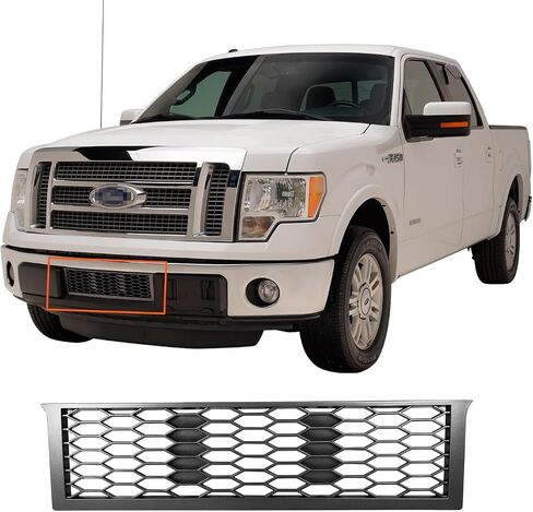 متوافق مع Ford F-150 2009-2014 Lower Pumper ABS HoneyComb Mesh Grille Grille Insert Charcoal Gray in Saudi Arabia