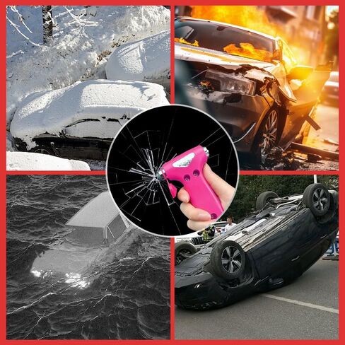 Car Safety Hammer, Metallic Multifunctional Automotive Window Breaker and Seatbelt Cutter, 3-in-1 Safety Emergency Car Escape Tool, Road Trip Essential and Must Haves Car Accessories in Saudi Arabia