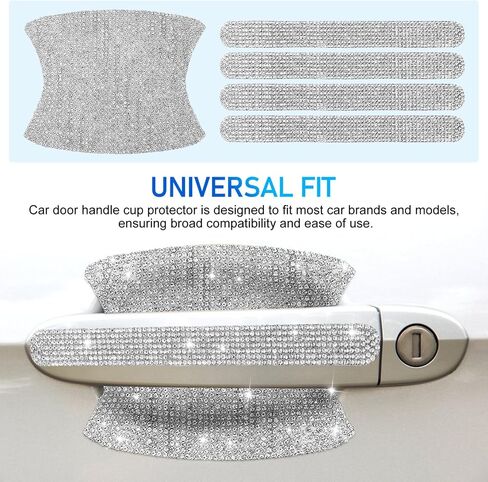 10 Pcs Bling Car Door Handle Protector - Rhinestone Car Stickers for Women - Crystal Scratch Protector Bling Automotive Accessories for Women and Girls in Saudi Arabia