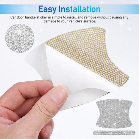 10 Pcs Bling Car Door Handle Protector - Rhinestone Car Stickers for Women - Crystal Scratch Protector Bling Automotive Accessories for Women and Girls in Saudi Arabia