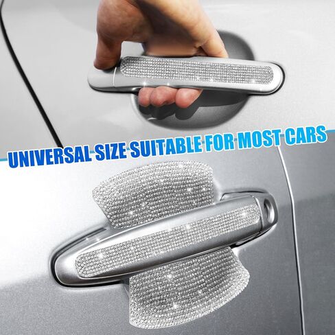 10 Pcs Bling Car Door Handle Protector - Rhinestone Car Stickers for Women - Crystal Scratch Protector Bling Automotive Accessories for Women and Girls in Saudi Arabia