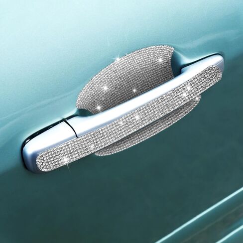 10 Pcs Bling Car Door Handle Protector - Rhinestone Car Stickers for Women - Crystal Scratch Protector Bling Automotive Accessories for Women and Girls in Saudi Arabia