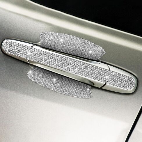 10 Pcs Bling Car Door Handle Protector - Rhinestone Car Stickers for Women - Crystal Scratch Protector Bling Automotive Accessories for Women and Girls in Saudi Arabia