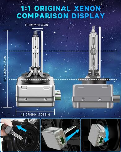 Fit for Ford 2010-2023 Mustang Shelby GT350 GT500 2011-2015 Explorer XLT 2019-2023 Transit D3S HID Xenon Headlight Bulbs, High Low Beam Light Bulb, 8000K White Blue, Pack of 2 in Kuwait