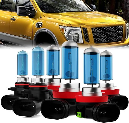 Headlight Bulbs Compatible With Nissan Altima 2002-2006, 9005/H10/HB3 High Beam + H1 Low Beam Halogen Light Bulb Combo, Super Bright 6000K White, Plug and Play, Pack of 4 in Saudi Arabia