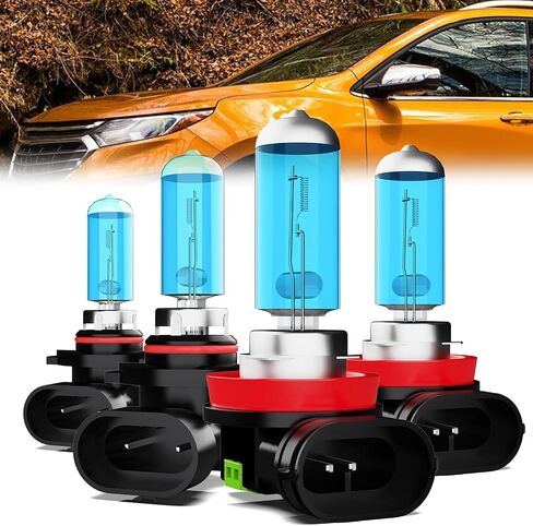 Headlight Bulbs Compatible With Chevy Equinox 2010-2018, 9005 High Beam + H11 Low Beam Halogen Light Bulb Combo, Super Bright 6000K White, Plug and Play, Pack of 4 in Kuwait