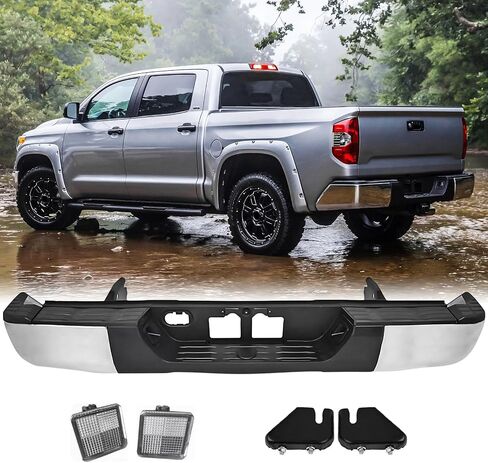 Rear Step Bumper Assembly For 2014 2015 2016 2017 2018 2019 2020 2021 Toyota Tundra SR5 1794 Limited Platinum Crew Extended Chrome W/O Park Hole in Saudi Arabia