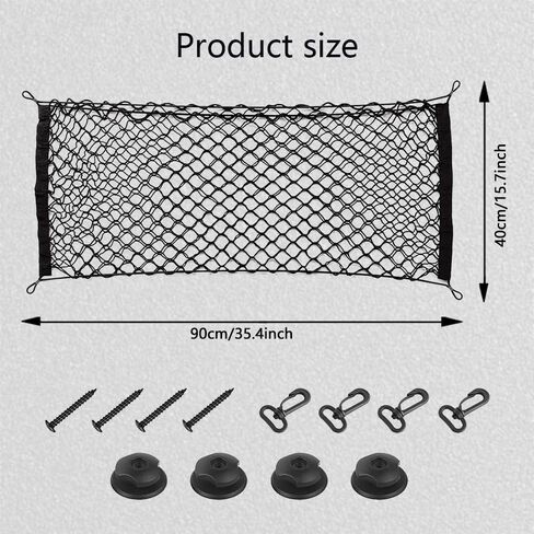 Stretchable Small Cargo Net, Car Net Pocket, 35.4x15.8 Inch Universal Adjustable Elastic Truck Net with Hooks, Storage Mesh Organizer Bungee Universal Fit for Car, Vehicle, SUV in Saudi Arabia