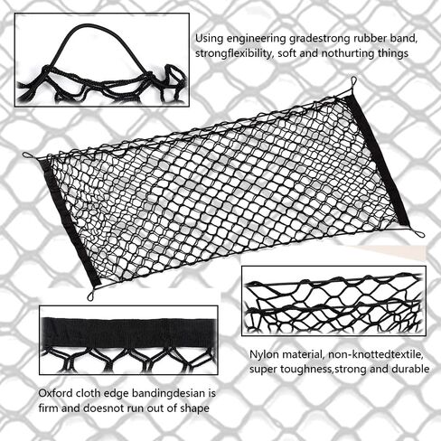 Stretchable Small Cargo Net, Car Net Pocket, 35.4x15.8 Inch Universal Adjustable Elastic Truck Net with Hooks, Storage Mesh Organizer Bungee Universal Fit for Car, Vehicle, SUV in Saudi Arabia