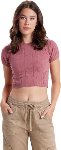 Unionbay Women's Connie Short Sleeve Chenille Cable Crewneck Sweater in Saudi Arabia