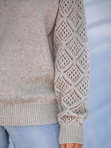 CUPSHE Women's Long Sleeve Sweater Lightweight 2024 Fall V Neck Pullover Crochet Sweaters Tops in Saudi Arabia