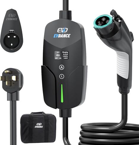 EV Charger Level 2 (40Amp, 240V, 9.6KW, NEMA 14-50P), Portable Electric Car Charger with 25FT Cable Current Adjustable/Reservation Charging Function for SAE-J1772 Electric Vehicles in Kuwait