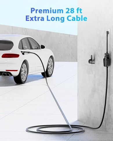 EV Charger Level 2 (40Amp, 240V, 9.6KW, NEMA 14-50P), Portable Electric Car Charger with 25FT Cable Current Adjustable/Reservation Charging Function for SAE-J1772 Electric Vehicles in Kuwait