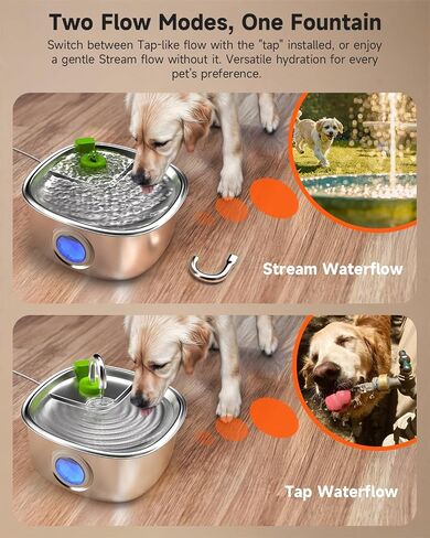 Dog Water Fountain Stainless Steel, 7L/1.85Gal/236oz Automatic Dog Water Dispenser with Water Level Window Ultra-Quiet Pet Water Fountain for Large Dogs and Cat Indoor, Multi-Filtration System in Saudi Arabia