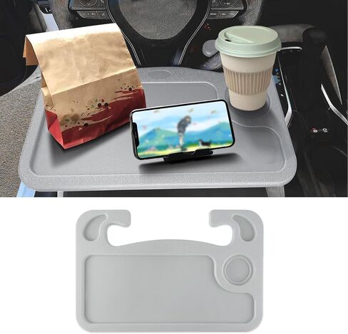 Car Steering Wheel Desk, Steering Wheel Tray, Car Road Trip Must Haves Gadgets Auto Table with Cup Holder, Multipurpose Travel Auto Accessory Food Desk for Most Cars Steering Wheels (Black) in Saudi Arabia