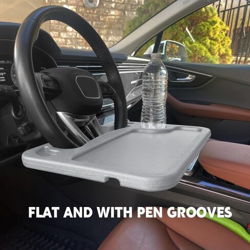 Car Steering Wheel Desk, Steering Wheel Tray, Car Road Trip Must Haves Gadgets Auto Table with Cup Holder, Multipurpose Travel Auto Accessory Food Desk for Most Cars Steering Wheels (Black) in Saudi Arabia