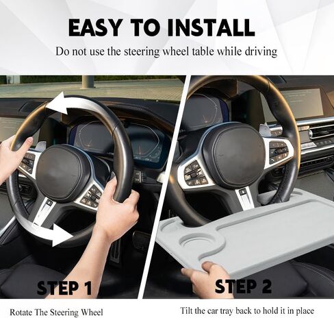 Car Steering Wheel Desk, Steering Wheel Tray, Car Road Trip Must Haves Gadgets Auto Table with Cup Holder, Multipurpose Travel Auto Accessory Food Desk for Most Cars Steering Wheels (Black) in Saudi Arabia
