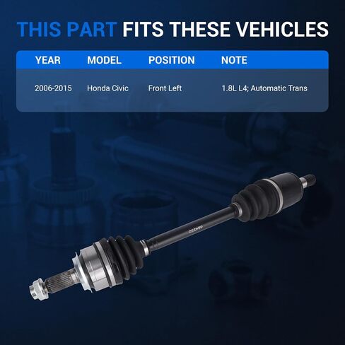 Autoround 664232 Front Left CV Axle Assembly Compatible with Honda Civic 2006 2007 2008 2009 2010 2011 2012 2013 2014 2015, 1.8L L4 Automatic Trans, Front Driver Side in Saudi Arabia