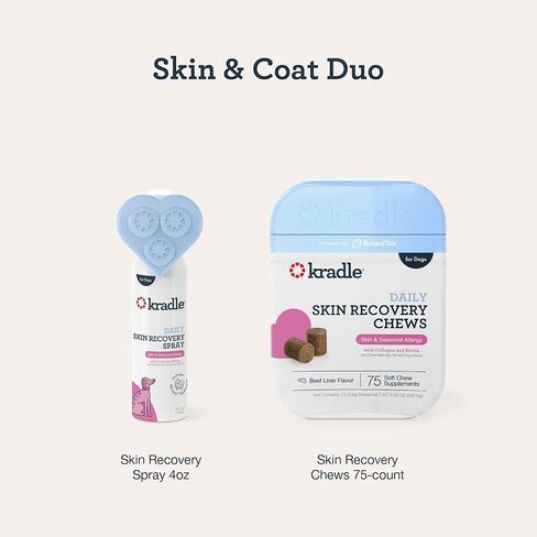 Kradle Daily Calming Skin Recovery Chews - Skin Health Chews & Stress-Relief Support for Dogs - Soft Calming Chews with Soothing Ingredients - for All Dog Breed & Sizes - 75 Count Jar in Kuwait