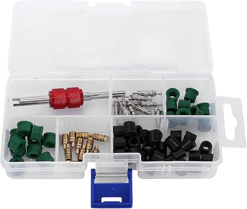 71Pcs AC Valve Core Kit, Automobile Air Conditioning Hose Repair Tool with Rubber HVAC Hose Gasket Kit, Universal Condition Repair Kit for Car Air Conditioning Repair in Kuwait