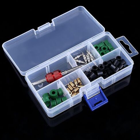 71Pcs AC Valve Core Kit, Automobile Air Conditioning Hose Repair Tool with Rubber HVAC Hose Gasket Kit, Universal Condition Repair Kit for Car Air Conditioning Repair in Kuwait