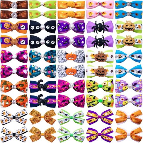 PET SHOW 20Pairs 2" 3" 4" Christmas Big Dog Hair Bows with Rubber Band for Small Medium Large Dogs Rhinestone Bowknot Topknot Cats Rabbits Girl Boy Xmas Party Grooming Hair Accessories in Kuwait