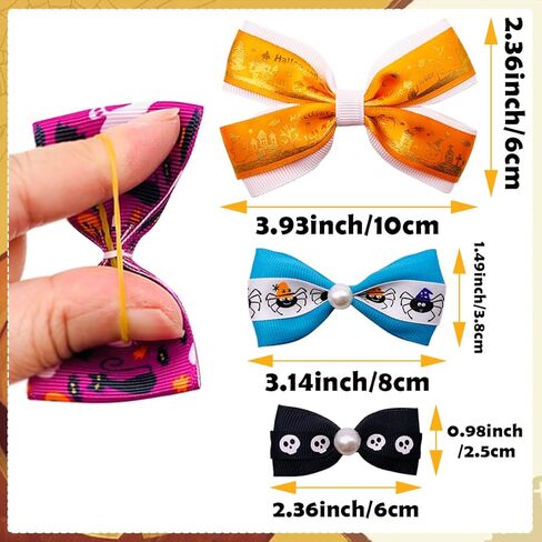 PET SHOW 20Pairs 2" 3" 4" Christmas Big Dog Hair Bows with Rubber Band for Small Medium Large Dogs Rhinestone Bowknot Topknot Cats Rabbits Girl Boy Xmas Party Grooming Hair Accessories in Kuwait