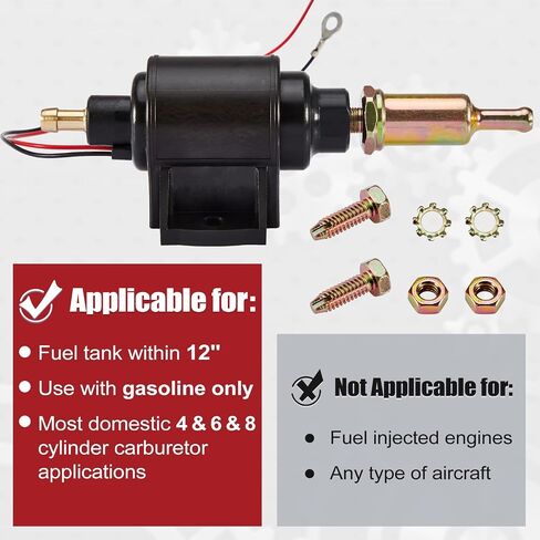CarBole 4-7 PSI Electric Fuel Pump, Low Pressure 12V Inline Universal Diesel Gasoline Pump Compatible for Carburetors Trucks Boats Generator Engine Cars in Kuwait