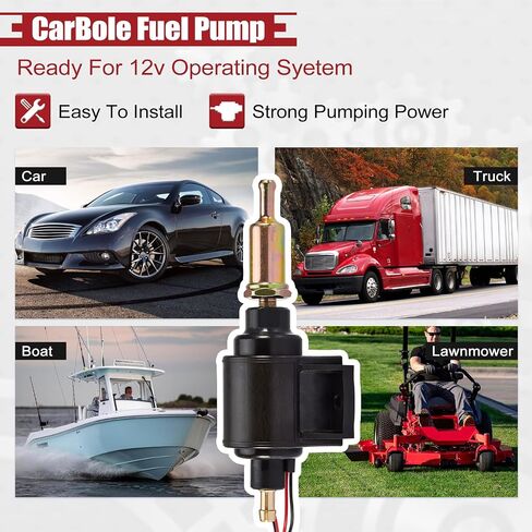 CarBole 4-7 PSI Electric Fuel Pump, Low Pressure 12V Inline Universal Diesel Gasoline Pump Compatible for Carburetors Trucks Boats Generator Engine Cars in Kuwait