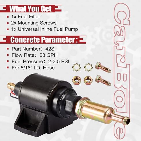 CarBole 4-7 PSI Electric Fuel Pump, Low Pressure 12V Inline Universal Diesel Gasoline Pump Compatible for Carburetors Trucks Boats Generator Engine Cars in Kuwait