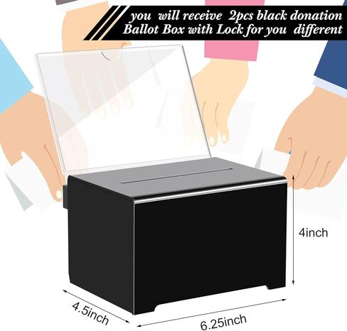 Yulejo 2 Pcs Donation Box for Fundraising Ballot Box with Sign Holder Suggestion Box with Lock and Keys Raffle Box for Ticket Tip Jar for Voting School Event Organization, 6.25 x 4.5 x 4 Inch(Clear) in Saudi Arabia